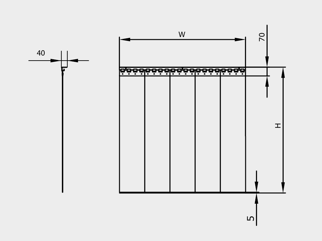 Установка полосовой пленочной завесы производится внутри проема.